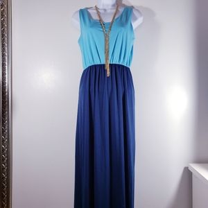Size S Kranda long aqua and blue dress NWT